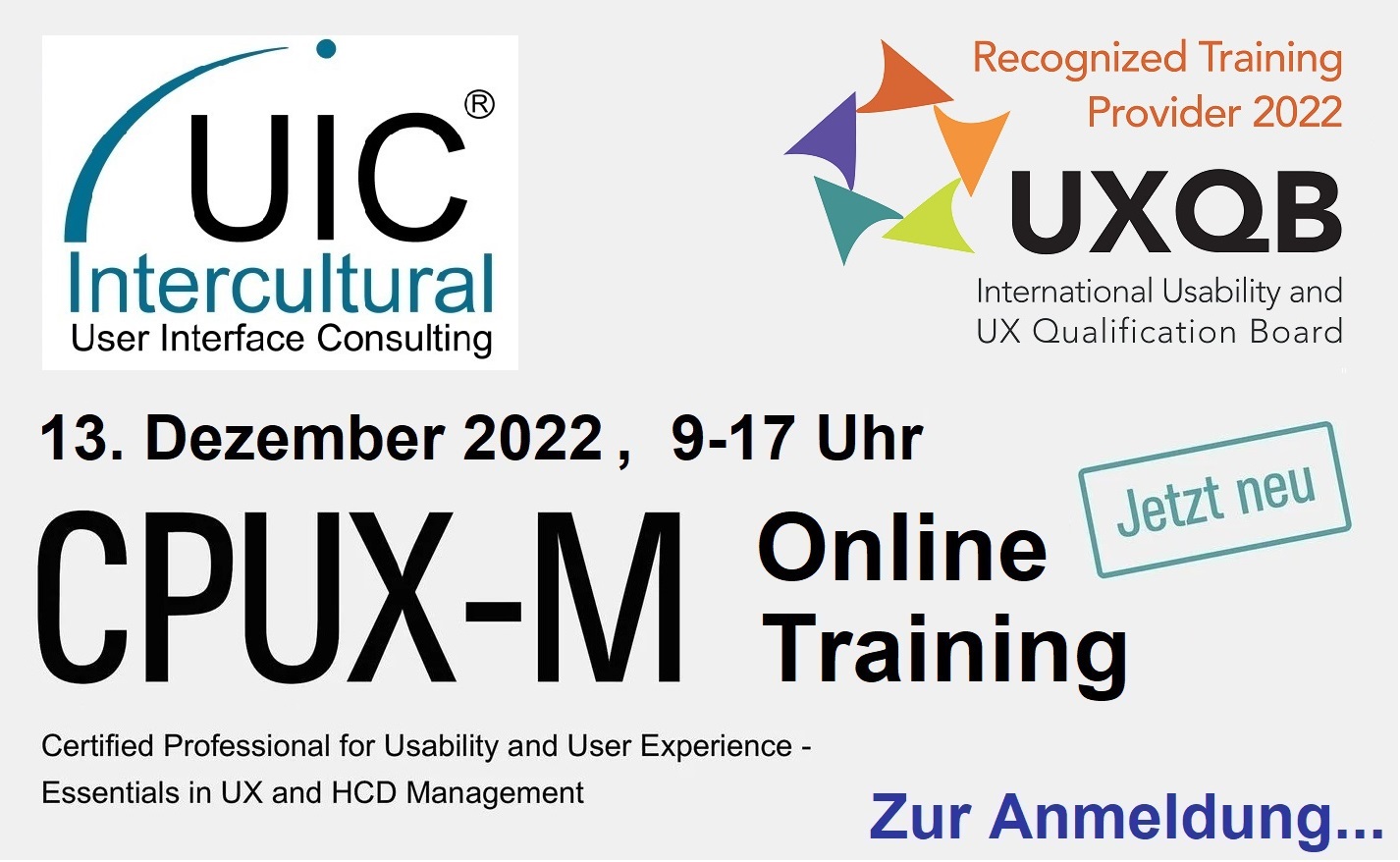 UX and HCD Management Online-Training (CPUX-M) am 13.12.2022
